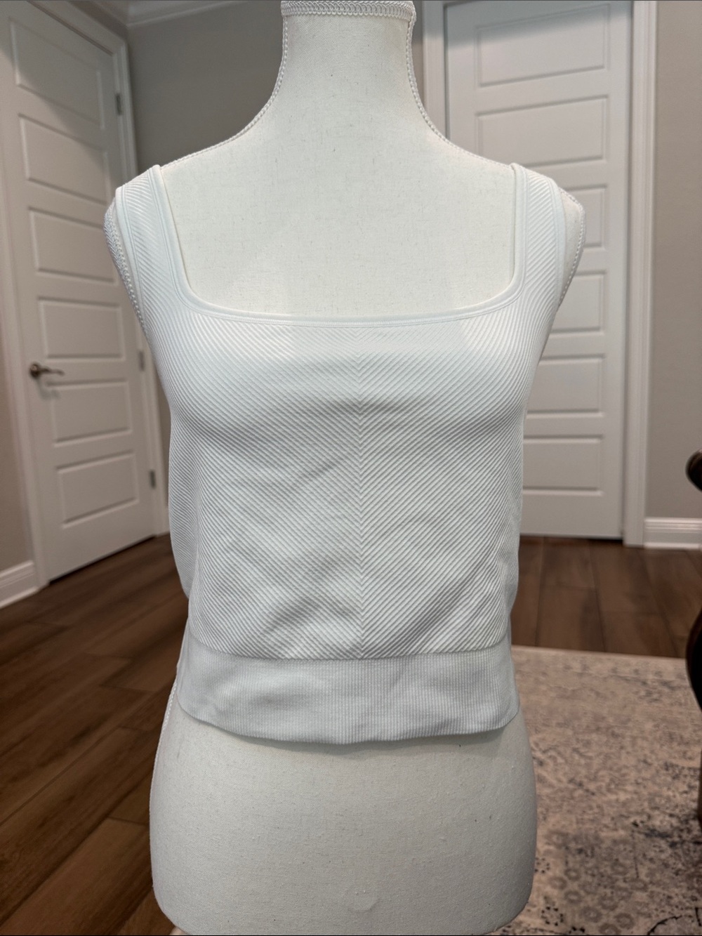 all in motion White Square Neck Ribbed Tank